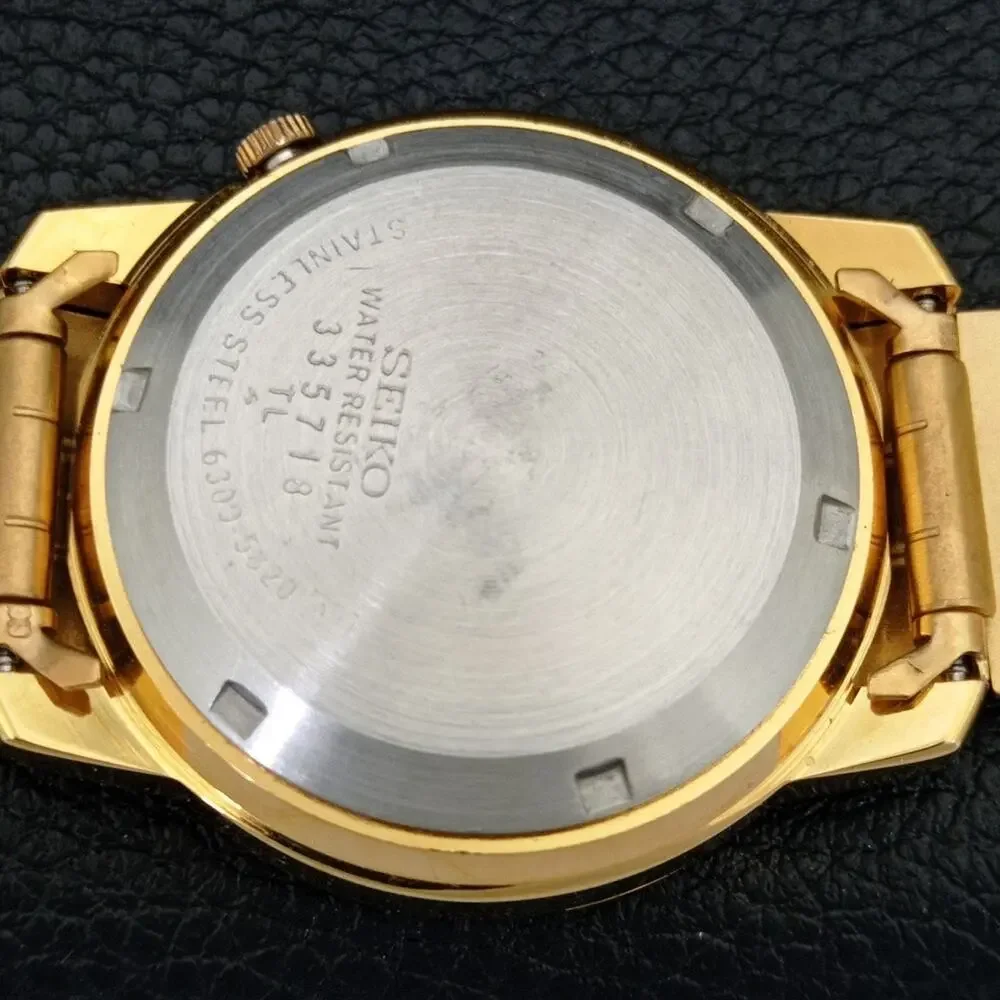 Vintage 1980 Seiko Automatic Mens Gold Watch W/daydate & Arabic accents